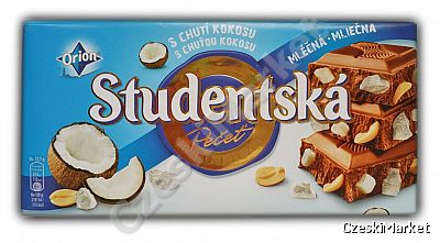 Czekolada Studentska mleczna z kokosem 180g