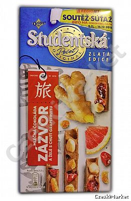 Czekolada Studentska mleczna z imbirem i galaretką grejfrutową, Złota Edycja